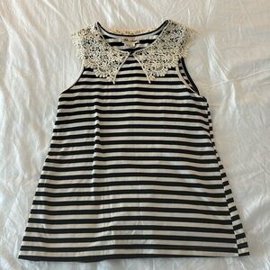 Anthropologie sleeveless top with crochet collar